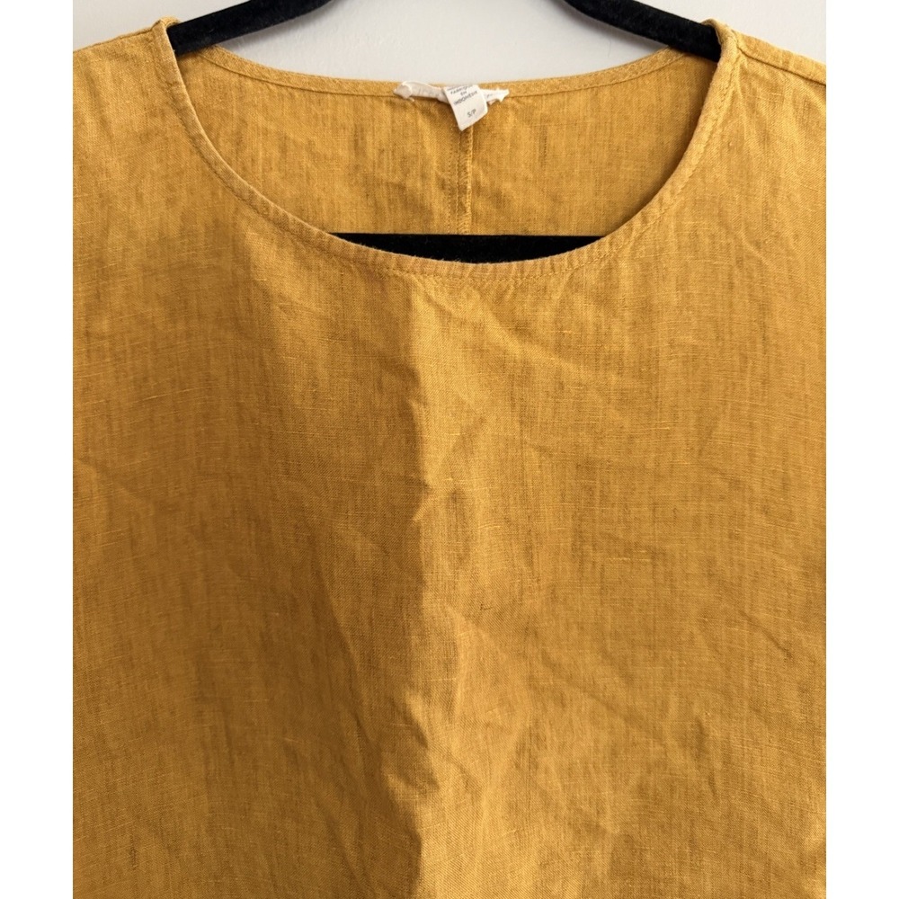 Eileen Fisher Organic Linen Square Top Mustard Yelllow Women's Size Small - Picture 3 of 10